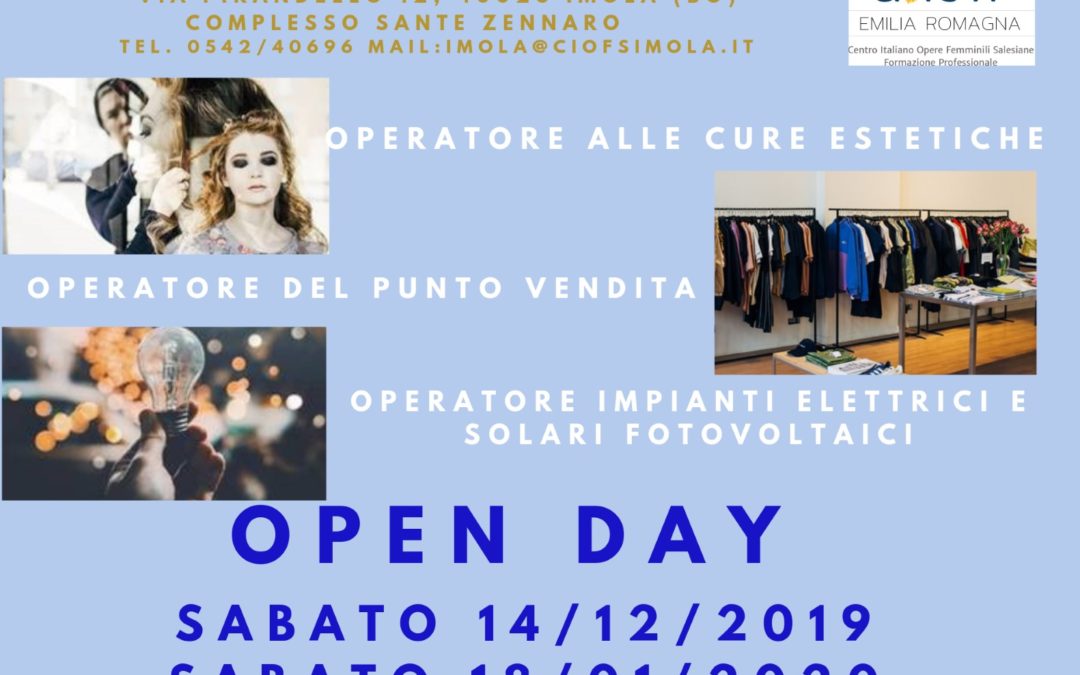 OPEN DAY CORSI A QUALIFICA PER ALLIEVI 15-18ENNI