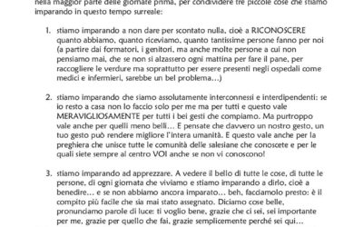 “Cari ragazzi…” Lettera della presidente Ciofs/FP nazionale, suor Manuela Robazza