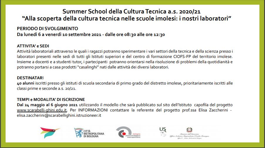 A Imola…un progetto di SUMMER SCHOOL