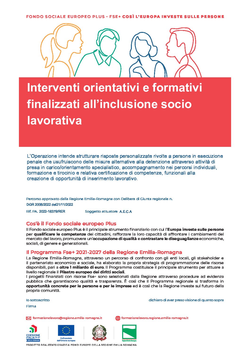 Interventi orientativi e formativi finalizzati all’inclusione socio lavorativa per le persone in Esecuzione Penale Esterna nell’ambito territoriale di Parma